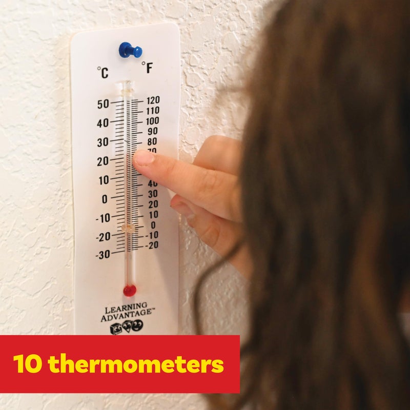 LEARNING ADVANTAGE Student Thermometers - Set of 10 - Dual-Scale - Mercury-Free - Easy To Read, Thermometers for Indoor Science and Classroom Use - Image 2